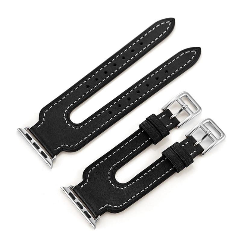 Leather strap For apple Watch band apple watch 5 4 3 band 44mm/40mm iwatch 5 4 42mm/38mm double buckle correa bracelet watchband
