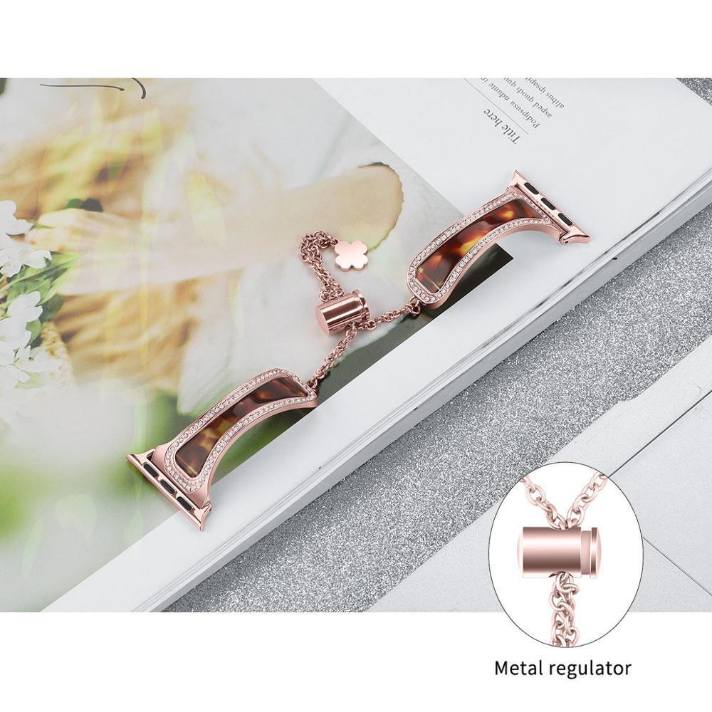 Stainless steel Band for Apple Watch 5 4 band 40mm 44mm iWatch band 38mm 42mm Diamond Resin bracelet strap for Apple watch 3 2 1