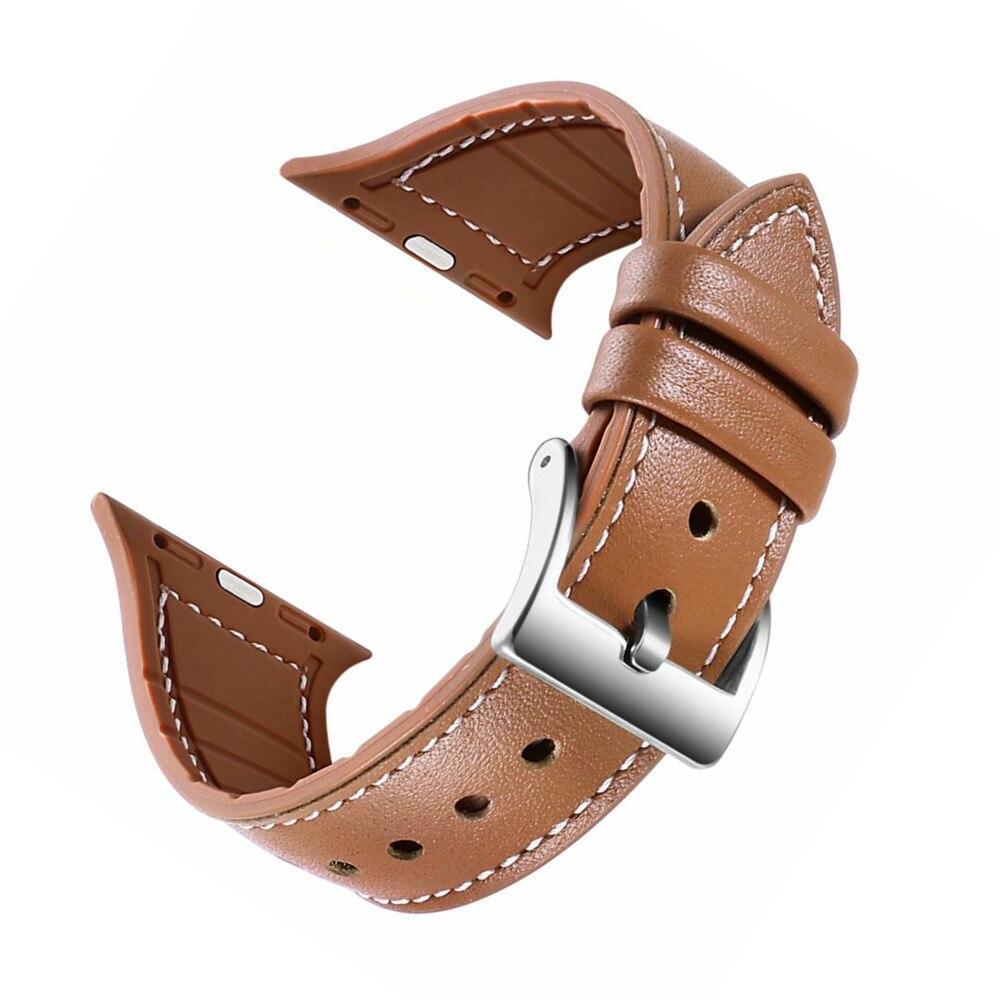 Genuine Leather strap For Apple watch band 44mm 40mm apple watch 5 4 3 iWatch band 38mm 42mm silicone correa bracelet watchband