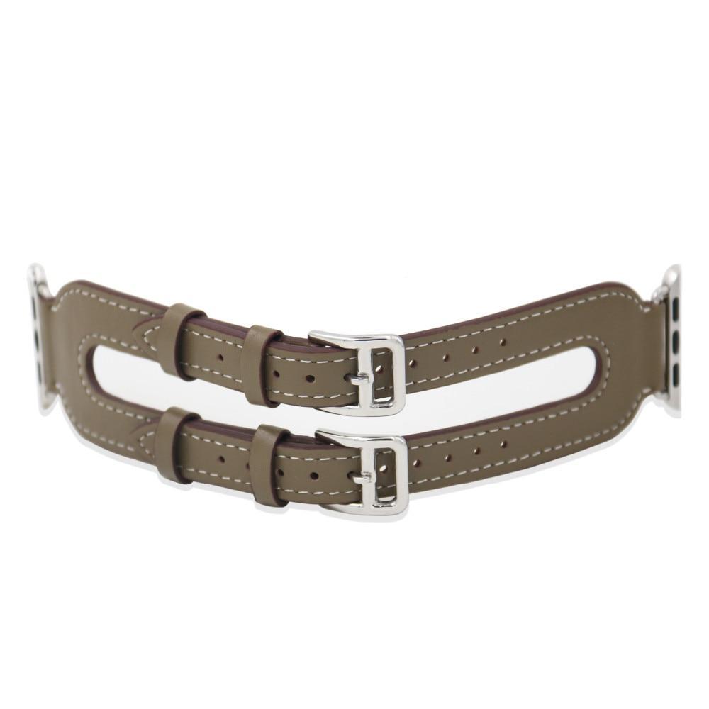 Leather strap For apple Watch band apple watch 5 4 3 band 44mm/40mm iwatch 5 4 42mm/38mm double buckle correa bracelet watchband
