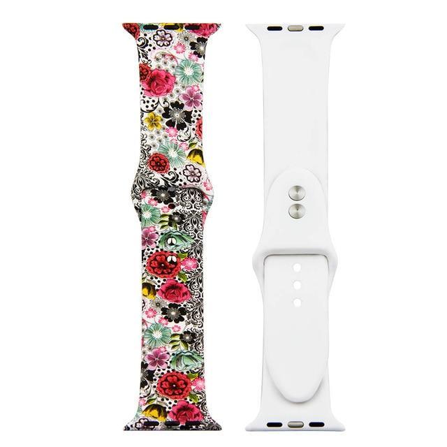 Printed Strap For Apple watch band 44 mm 40mm iWatch band 42mm 38mm Silicone Sport Bracelet strap Apple watch 5 4 3 21 Series 38
