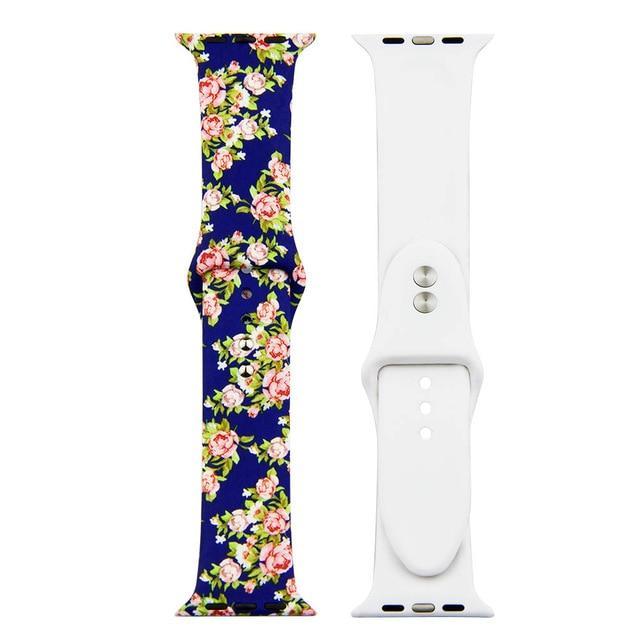 Printed Strap For Apple watch band 44 mm 40mm iWatch band 42mm 38mm Silicone Sport Bracelet strap Apple watch 5 4 3 21 Series 38