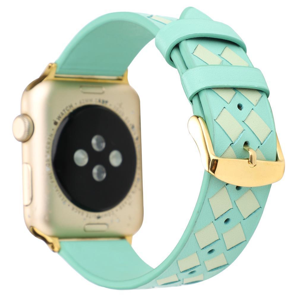 Genuine Leather Woven Strap for Apple Watch 5 apple watch 4 40mm 44mm 38mm 42mm Creative Pink Grid Bracelet Band for iwatch 3 2