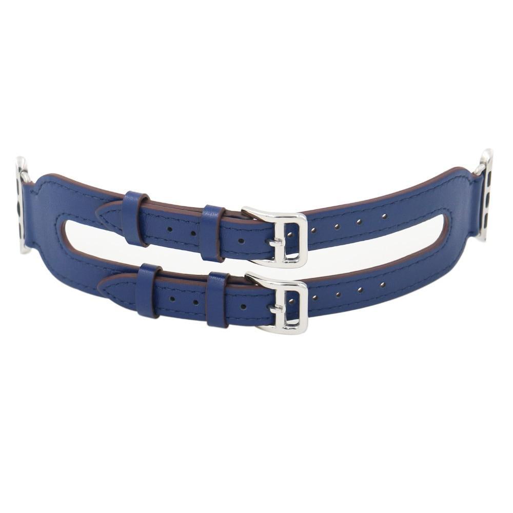 Leather strap For apple Watch band apple watch 5 4 3 band 44mm/40mm iwatch 5 4 42mm/38mm double buckle correa bracelet watchband