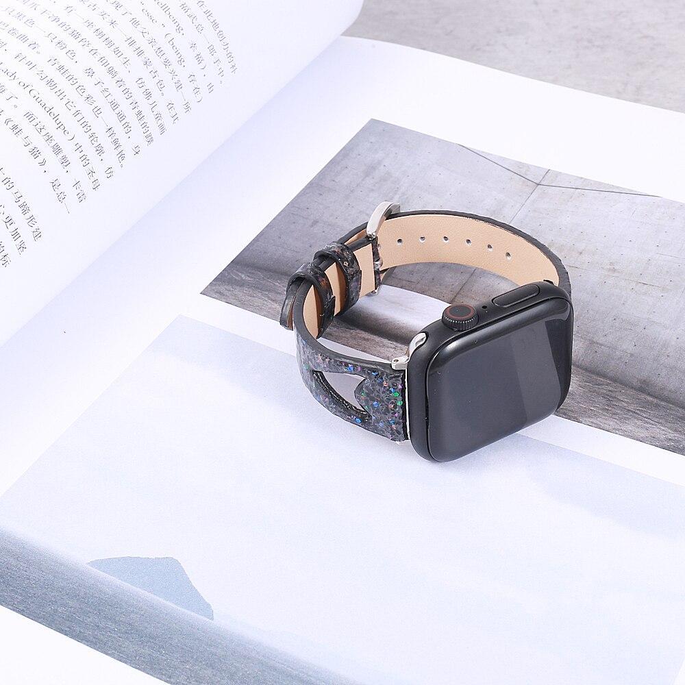 Leather Strap For Apple watch band 40mm 44mm iwatch band 38mm 42mm Shining Genuine Leather strap apple watch 4 3 2 1 Accessories