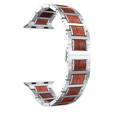 Wooden strap For Apple watch band 5 4 44mm 40mm iWatch band 3 42mm 38mm bracelet Red Sandalwood+Stainless steel Watchband