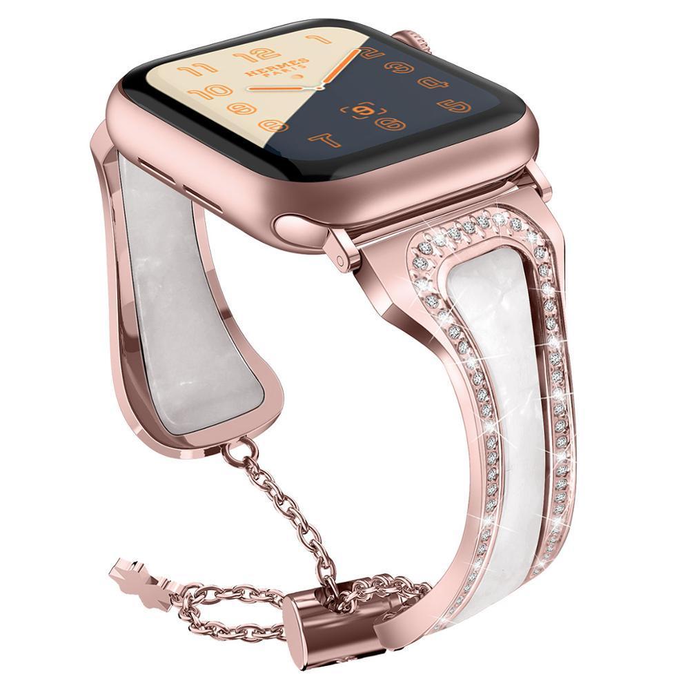Stainless steel Band for Apple Watch 5 4 band 40mm 44mm iWatch band 38mm 42mm Diamond Resin bracelet strap for Apple watch 3 2 1