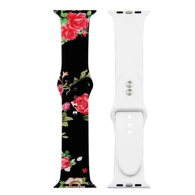 Printed Strap For Apple watch band 44 mm 40mm iWatch band 42mm 38mm Silicone Sport Bracelet strap Apple watch 5 4 3 21 Series 38