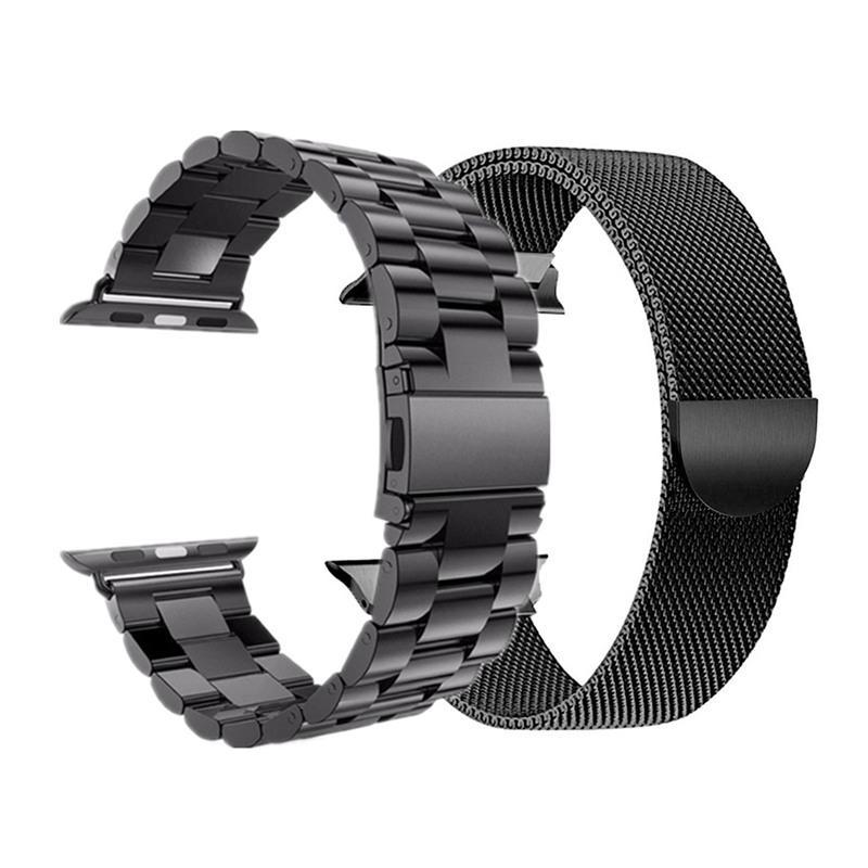 2 Pcs strap for Apple watch band 44 mm 40mm iWatch band 42mm 38 mm Stainless steel bracelet+Milanese Loop Apple watch 5 4 3 2 1