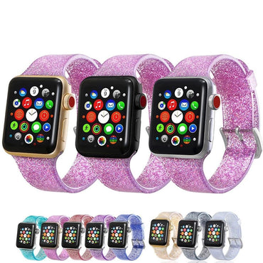 Glitter Strap for Apple Watch Band pulseira Apple Watch 5 4 3 correa 40mm 44mm iwatch band 38mm 42mm Silicone Bracelet watchband