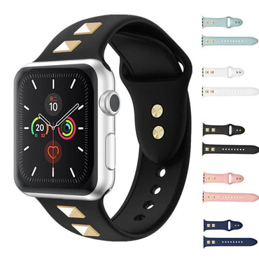 Silicone Strap For apple watch band apple watch 5 4 3 44mm 40mm iwatch band 42mm/38mm correa punk rivet bracelet watchband