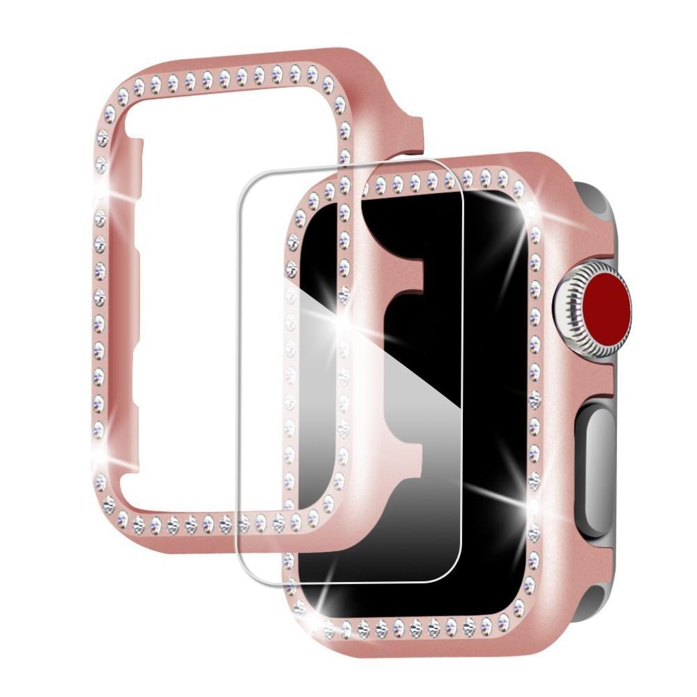 Diamond strap for apple watch band 5 4 44mm 40mm iwatch band watchband+Diamond case cover and Screen Protector