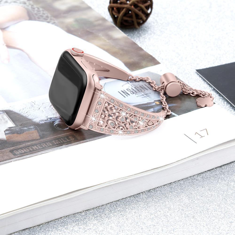 Diamond Bracelet For Apple watch band strap Apple watch 4 band 40mm 44mm iwatch band 38mm 42mm stainless Steel watchband 3 2 1