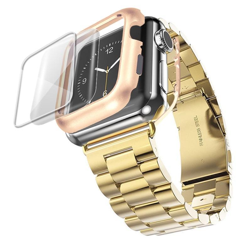 Stainless Steel case+Strap For Apple Watch band 44mm/40mm apple watch 5 4 3 band iwatch band 42mm/38mm Bracelet watchband+film