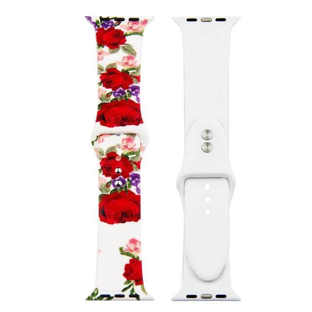 Printed Strap For Apple watch band 44 mm 40mm iWatch band 42mm 38mm Silicone Sport Bracelet strap Apple watch 5 4 3 21 Series 38